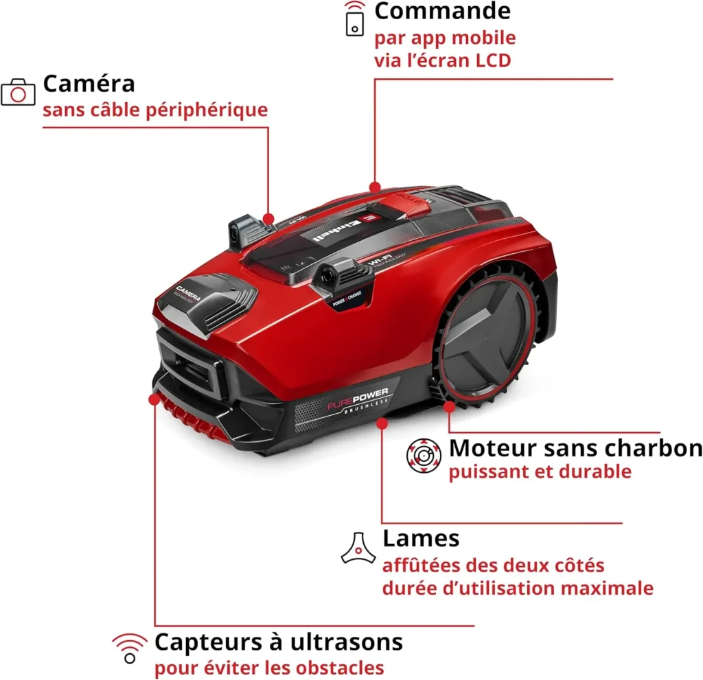 Einhell Robot-tondeuse FREELEXO CAM PLUS 600 caractéristiques